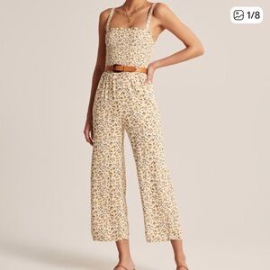Abercrombie & Fitch Cream and Yellow Floral Jumpsuit